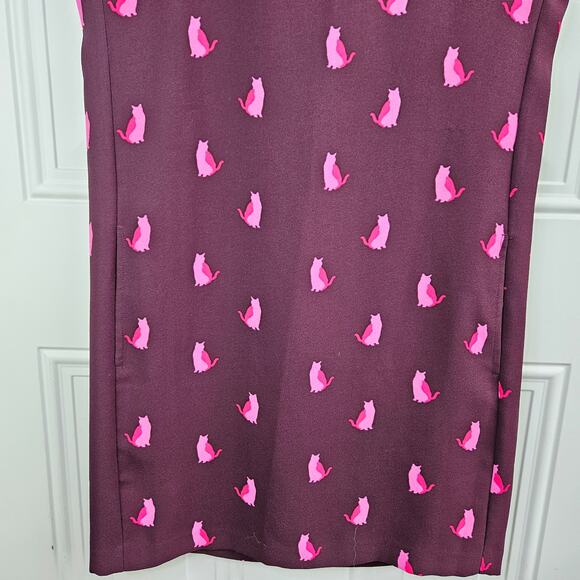 ANN TAYLOR LOFT Size XS Burgundy PINK Cat Shift Sleeveless Mini Dress Pockets - Picture 9 of 10
